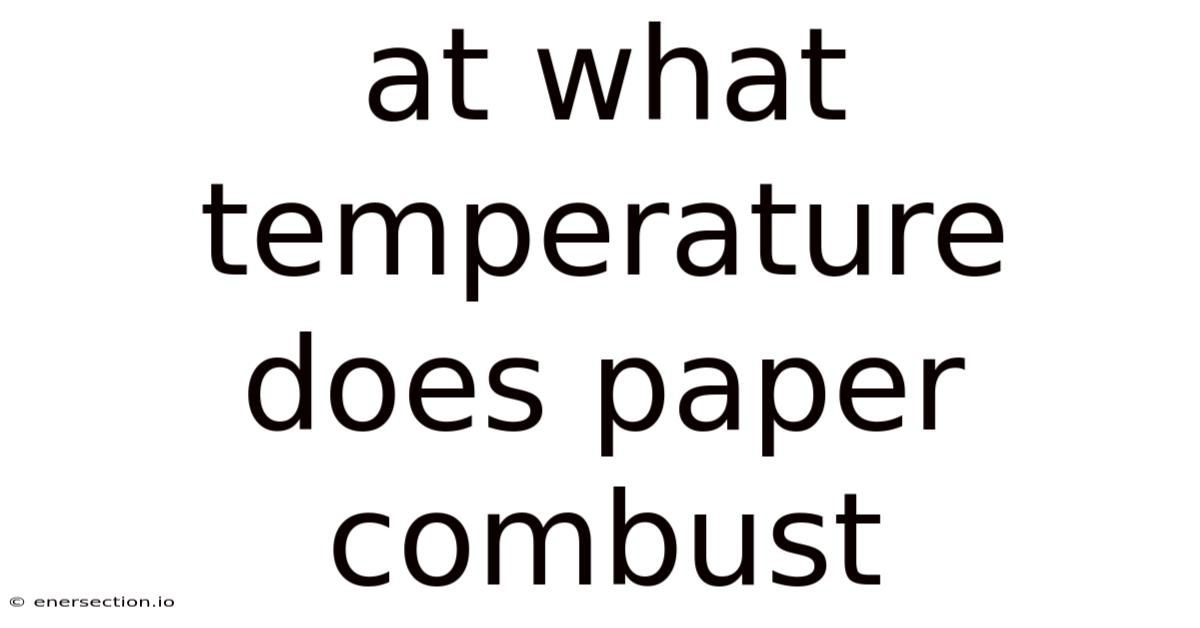 At What Temperature Does Paper Combust