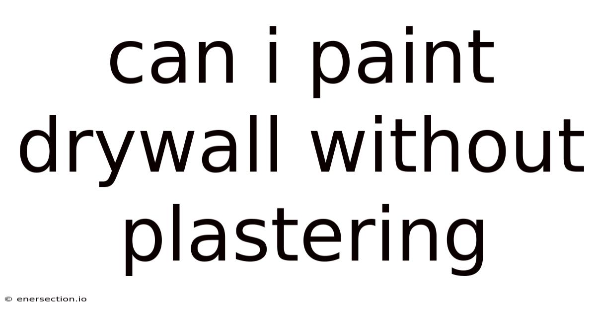 Can I Paint Drywall Without Plastering
