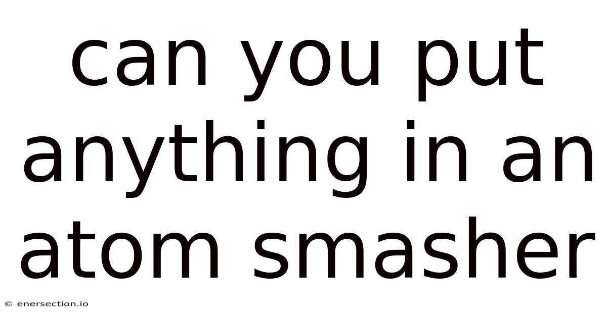 Can You Put Anything In An Atom Smasher