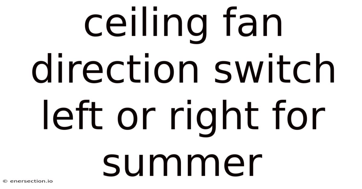 Ceiling Fan Direction Switch Left Or Right For Summer