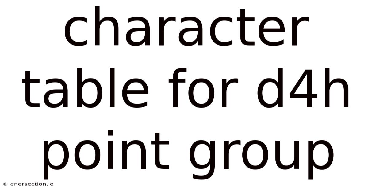 Character Table For D4h Point Group