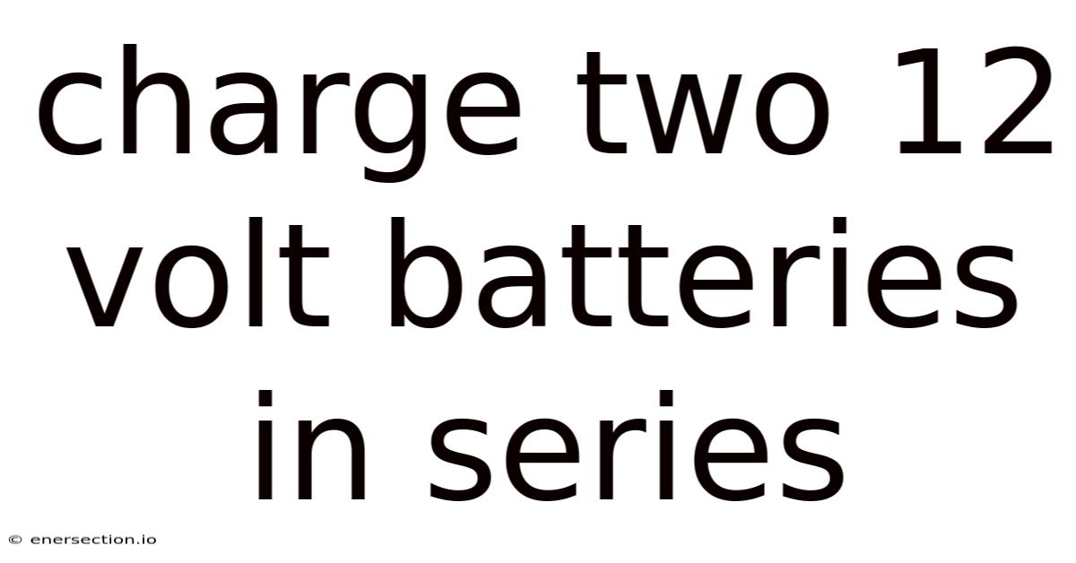 Charge Two 12 Volt Batteries In Series
