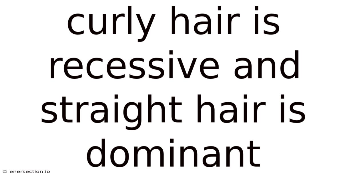 Curly Hair Is Recessive And Straight Hair Is Dominant