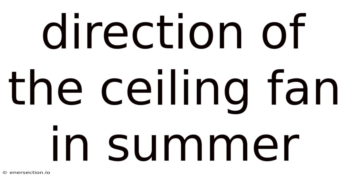 Direction Of The Ceiling Fan In Summer