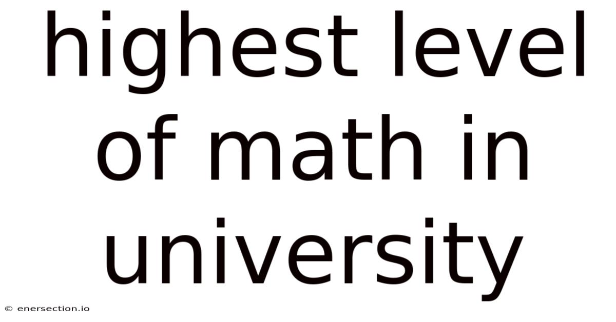 Highest Level Of Math In University
