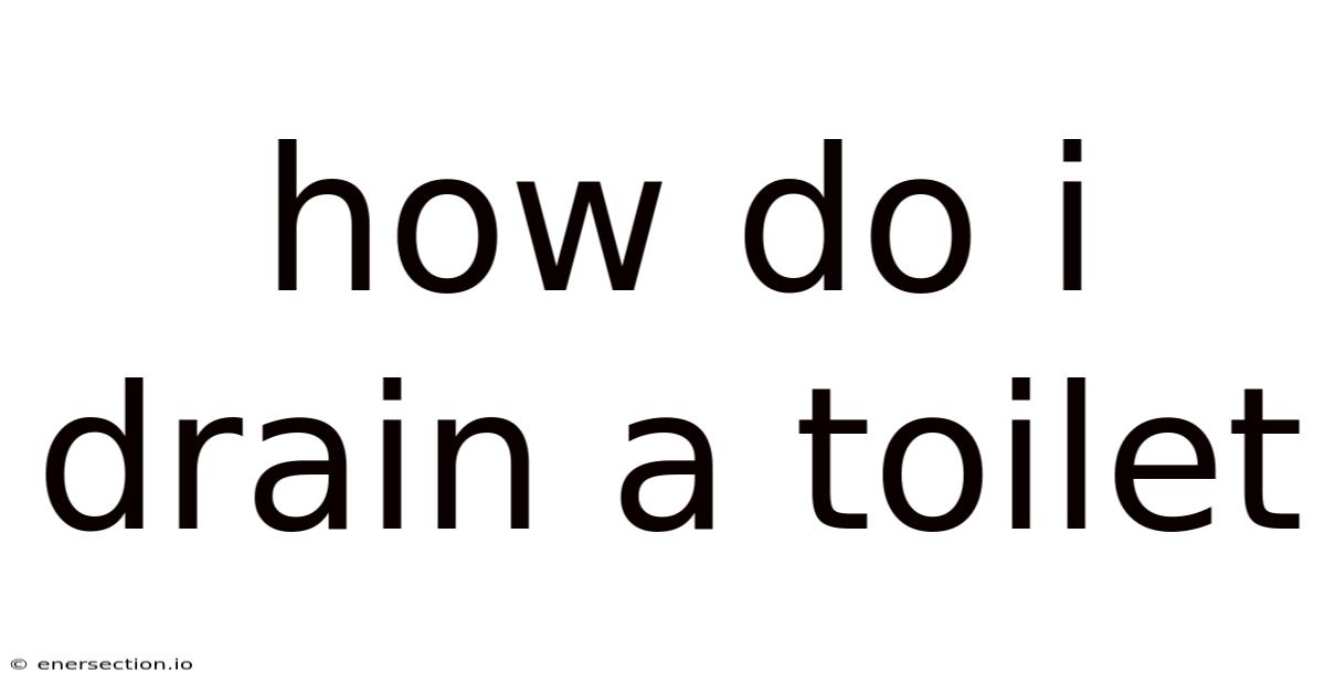 How Do I Drain A Toilet