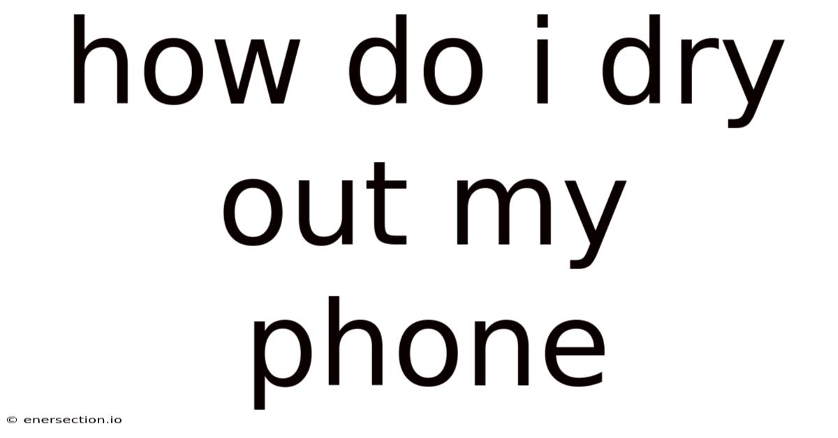 How Do I Dry Out My Phone