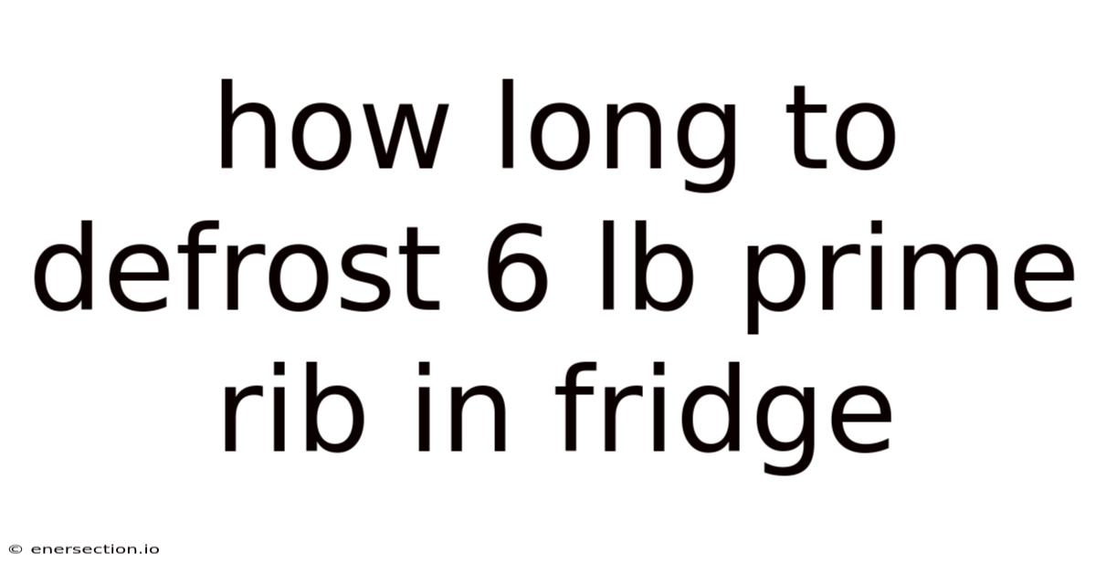 How Long To Defrost 6 Lb Prime Rib In Fridge