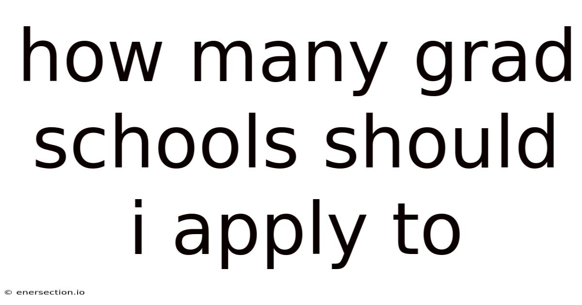 How Many Grad Schools Should I Apply To