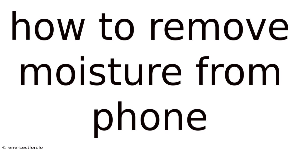 How To Remove Moisture From Phone