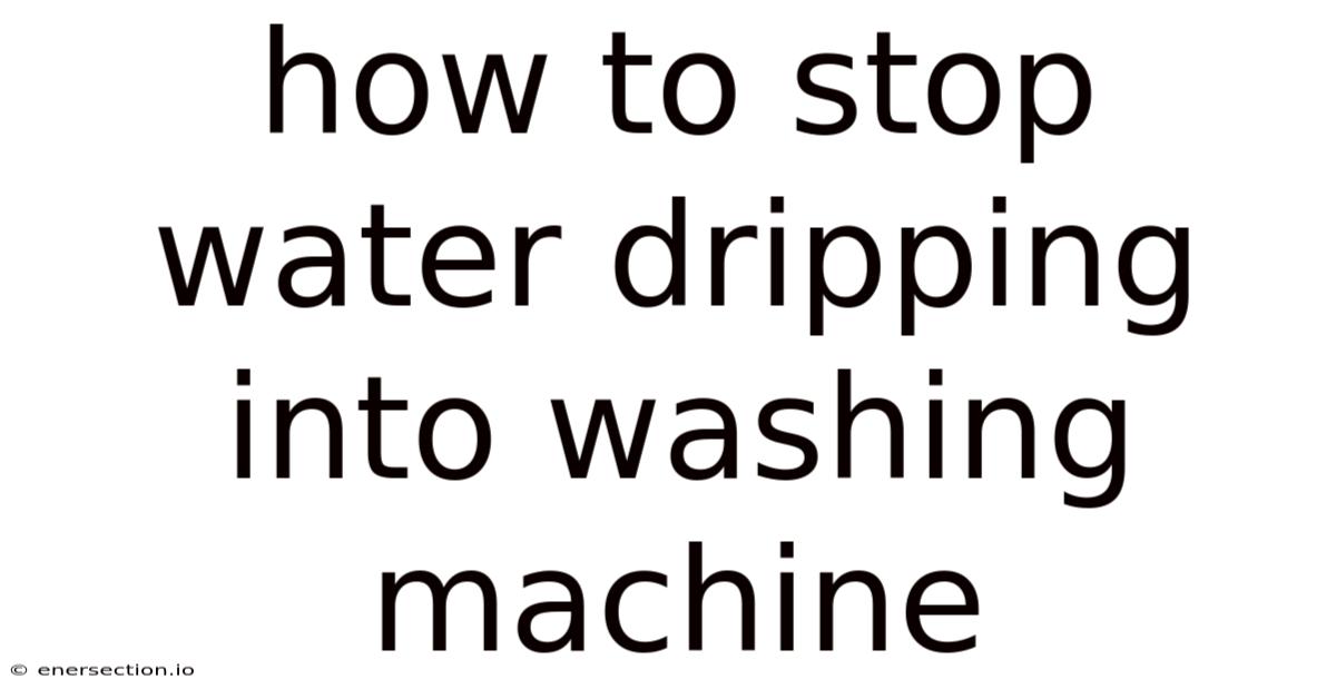 How To Stop Water Dripping Into Washing Machine