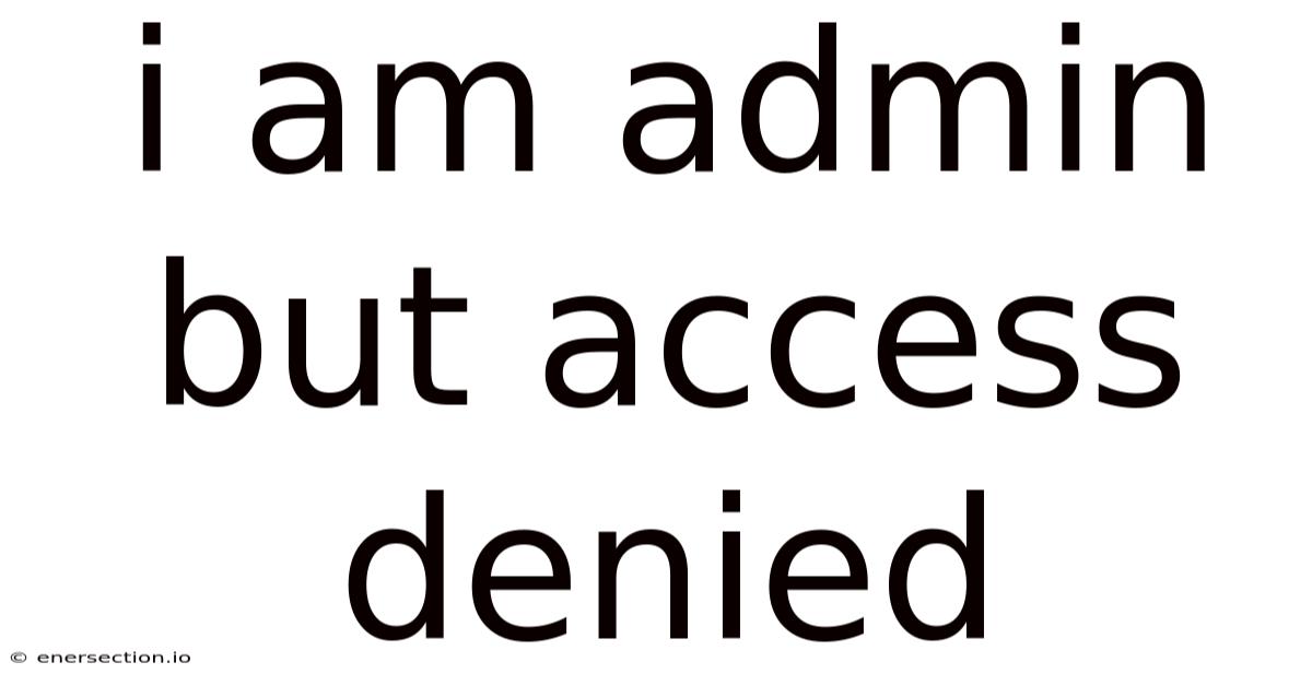 I Am Admin But Access Denied