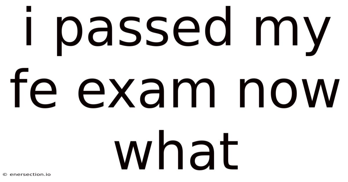 I Passed My Fe Exam Now What