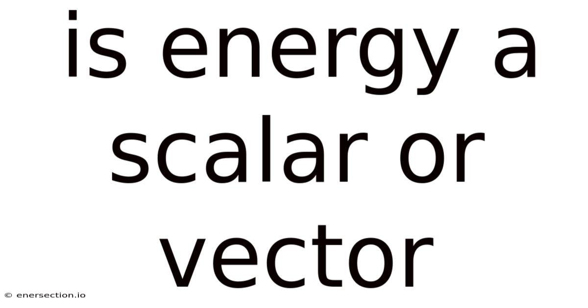 Is Energy A Scalar Or Vector