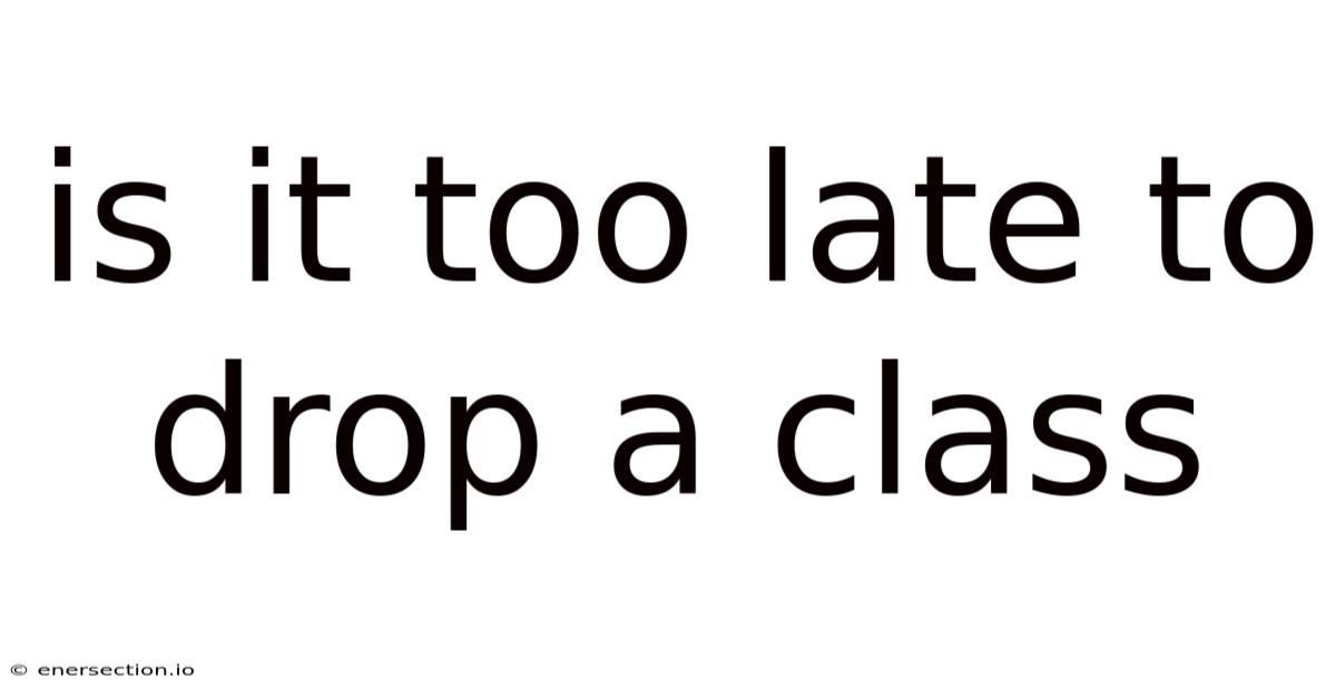 Is It Too Late To Drop A Class