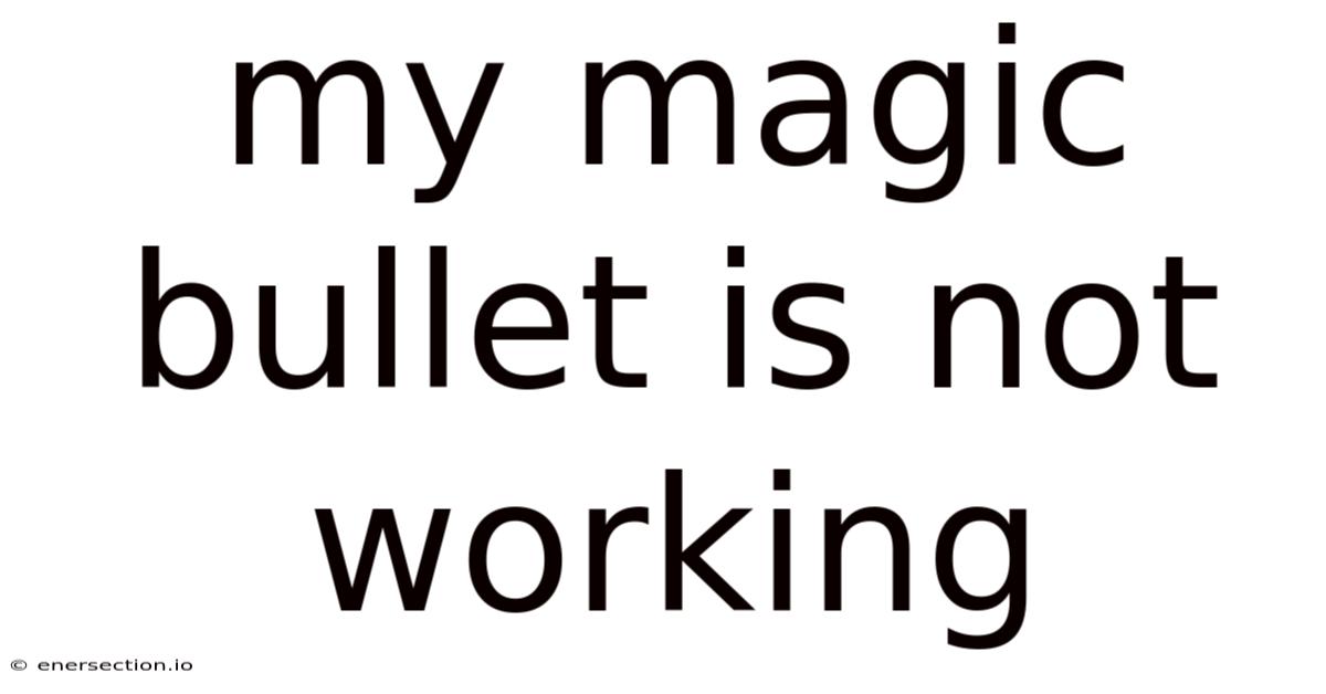 My Magic Bullet Is Not Working