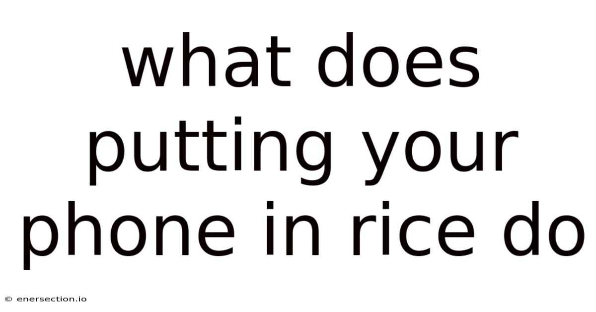 What Does Putting Your Phone In Rice Do