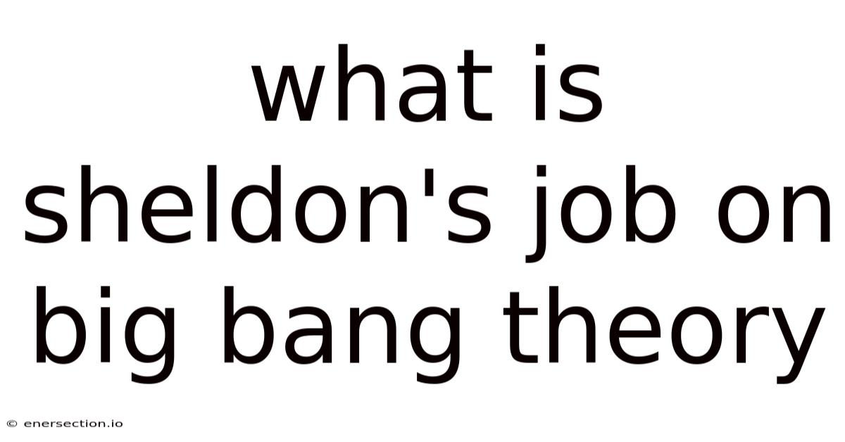 What Is Sheldon's Job On Big Bang Theory