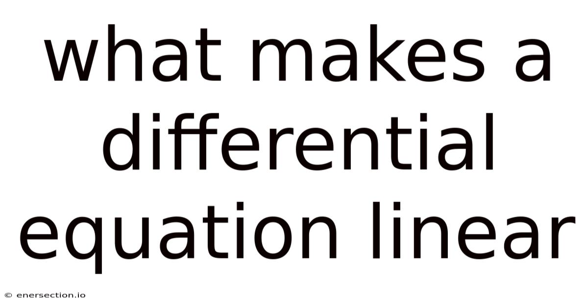 What Makes A Differential Equation Linear