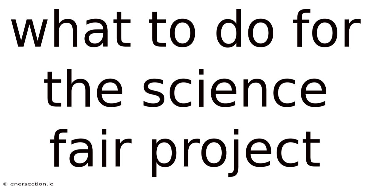What To Do For The Science Fair Project