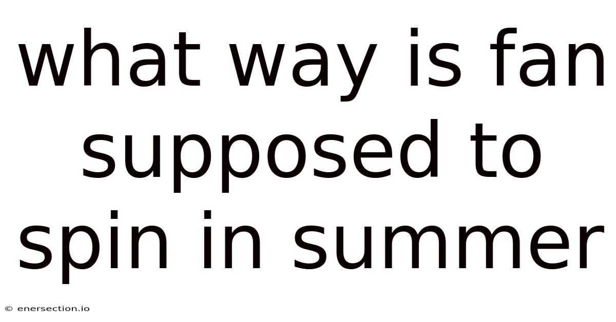 What Way Is Fan Supposed To Spin In Summer