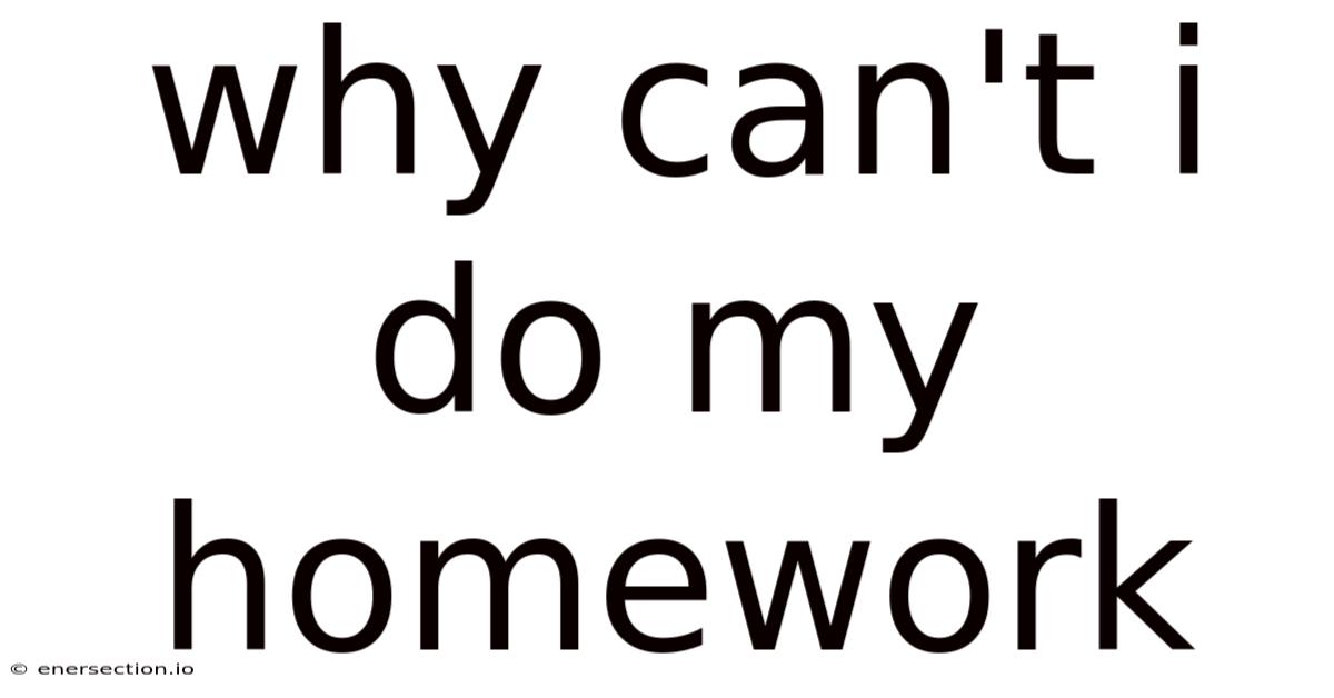 Why Can't I Do My Homework