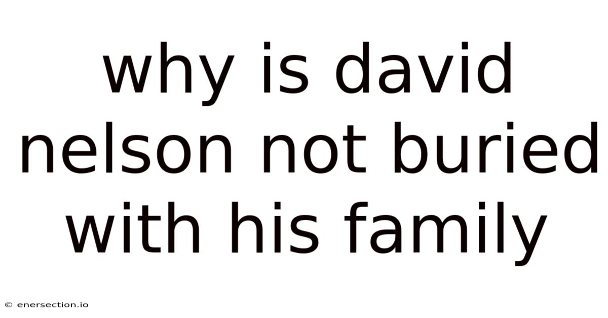 Why Is David Nelson Not Buried With His Family